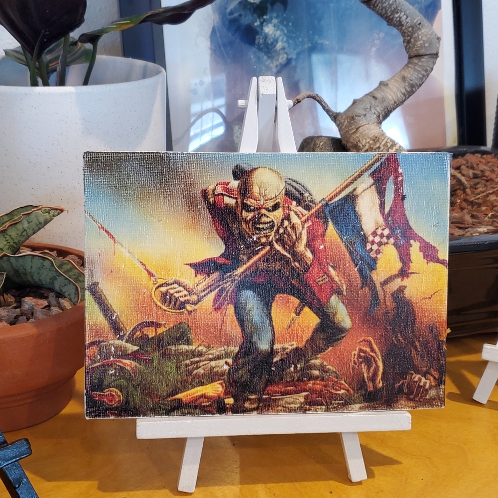 custom iron maiden " the trooper" 5x7inches printed canvas with easel